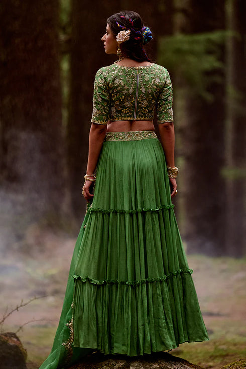 Fern Green 3 - Layered Lehenga